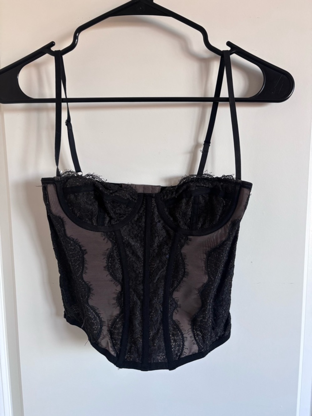 Urban Outfitters Black Sheer Lace Corset Top